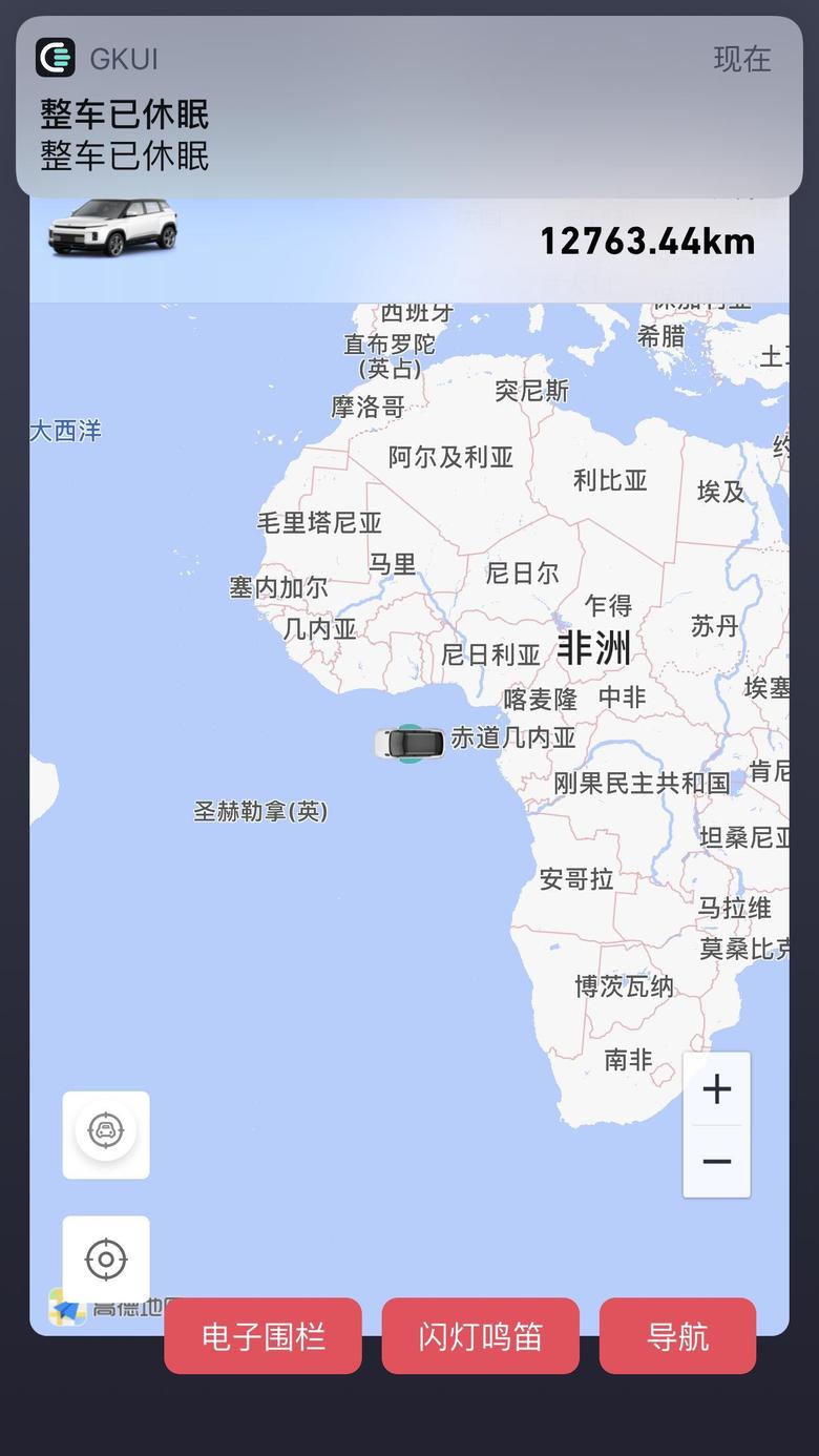 吉利icon 用Gkui软件车显示在非洲海上?，整车已休眠啥意思，手机软件没法控制车辆啊