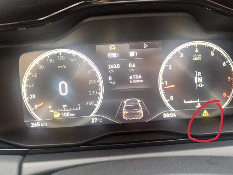 停车是仪表盘画，红色圈圈的的符号显示是什么情况，领克01型Pro，谢谢！