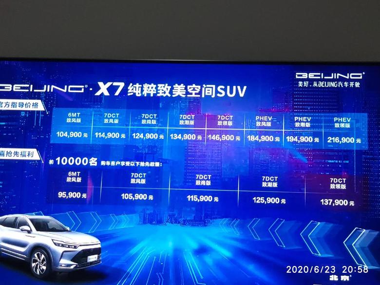 北京x7 价格正式公布