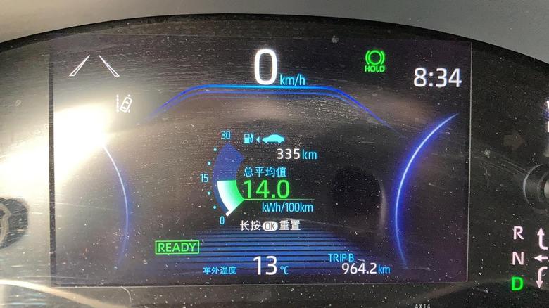 奕泽e进擎 3月份的北京，行驶约1000公里，电耗14kWh/100km。与实际充电量和公里数计算基本吻合，丰田表显比较准确。
