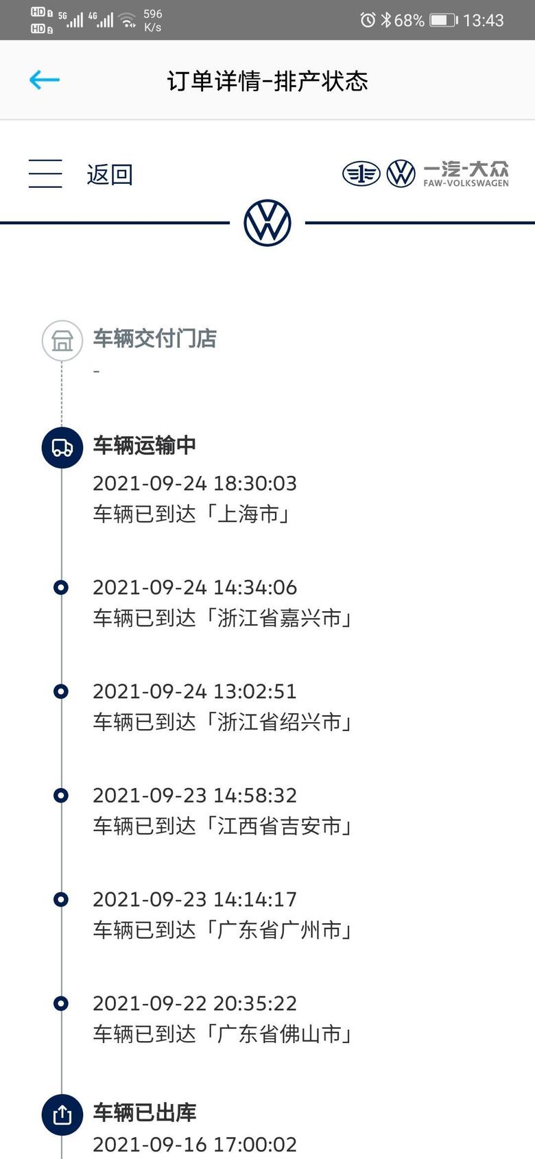 id.6 crozz前天就到上海了，怎么今天还没交付门店？一般得多久呀