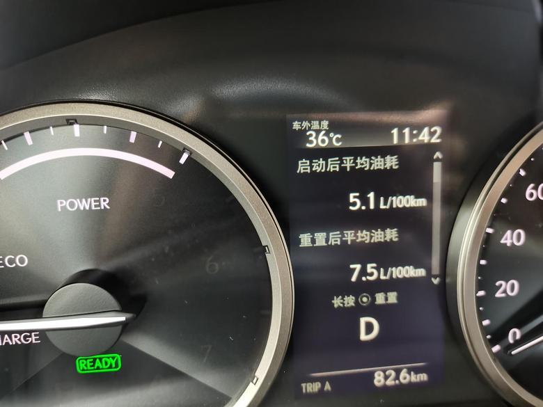 雷克萨斯nx刚提车半个月，百公里市区综合油耗实测7.5,跑高速5.5，满意。