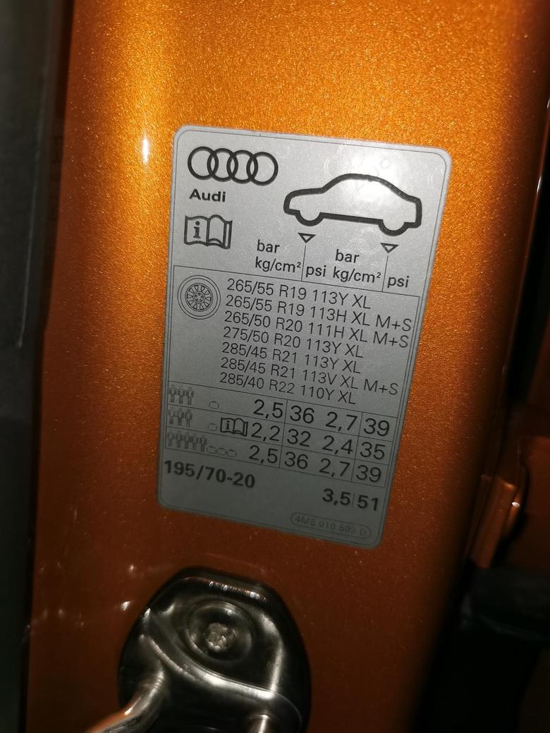 奥迪q8这个胎压表怎么看我的车出厂就打的冷胎2.8行驶起来3.03.1是不是太高了现在夏天怕对胎影响大