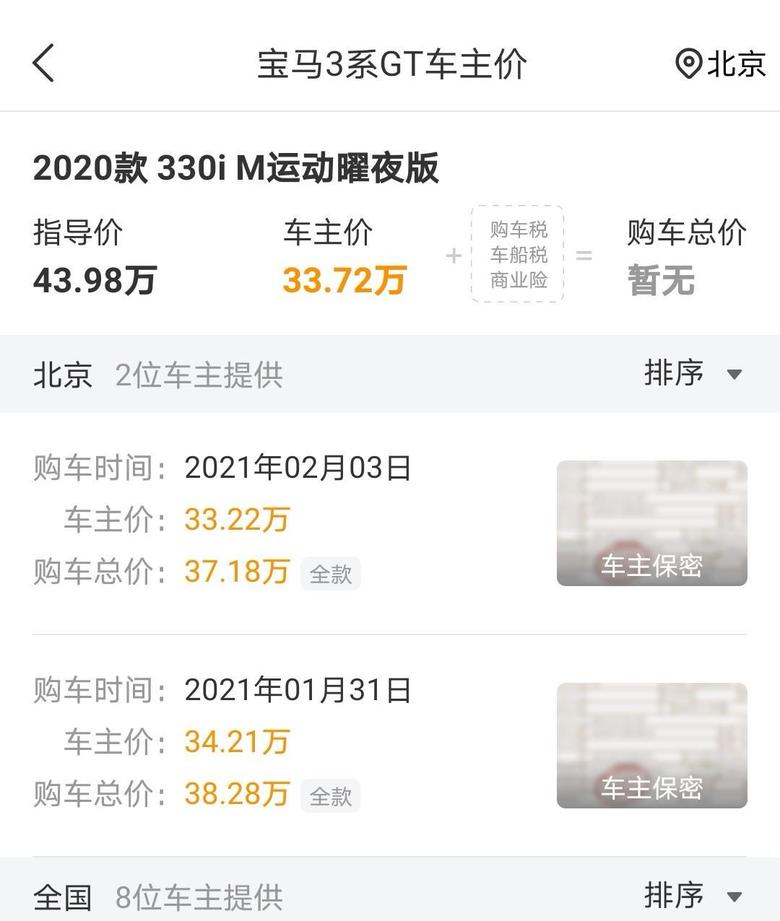 宝马3系gt北京的这两位330GT车主出来冒个泡，哪家店买的太划算了