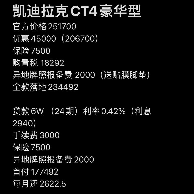 凯迪拉克ct4 坐标杭州，销售初步给出的价格看看有哪些地方还能砍98年小伙第一辆车没经验怕被坑