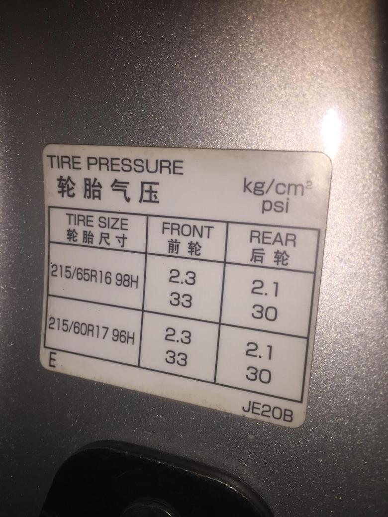 逍客轮胎应该加多少气压呢？为什么它们原来标志可以加2.3或是加3.3呢
