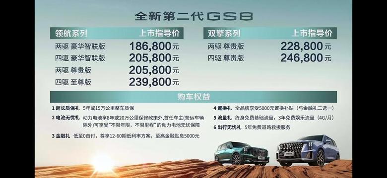就刚刚第二代传祺GS8出来了，和预售款差不多很失望的是，没有低配的GS8，混动价格没变，这样的价格你觉得怎样了