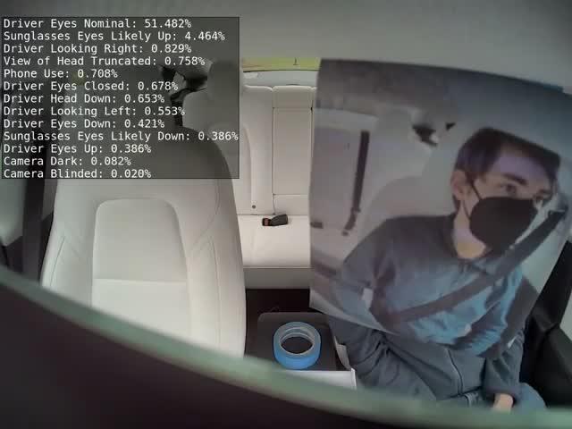 model 3 特斯拉车内摄像头数据流曝光，不光可以分析驾驶员视线，还能分析这些…