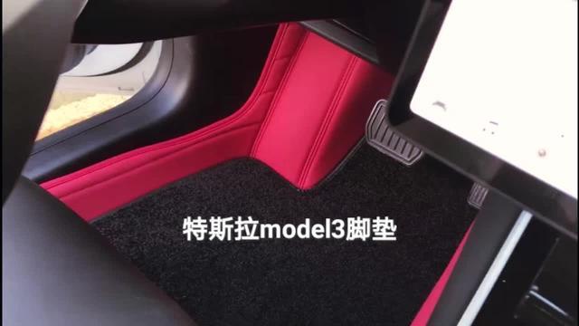 model 3 车没有提成红色，脚踏垫还是配了红色，圆了了我的小红梦，话说不孬哇，好看