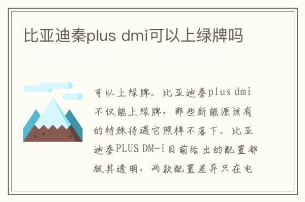 比亚迪秦plus dmi可以在用北京新能源指标